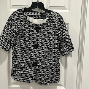 Lane Bryant jacket. Black-and-white oval pattern.